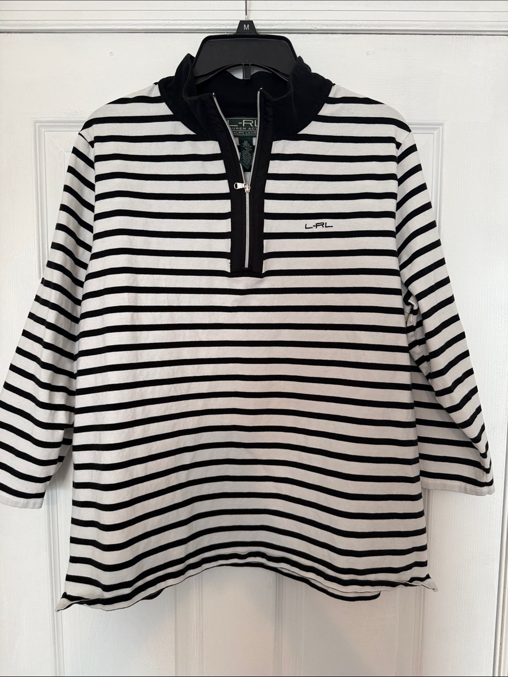 Ralph Lauren Black & White Striped Quarter-Zip Pullover